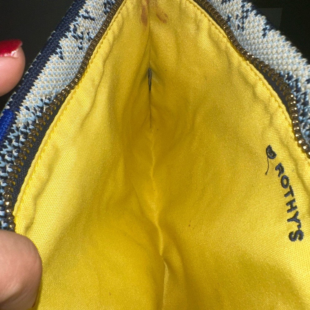 Rothy's | Blue and Yellow Floral Essential Pouch | Jardin Blue - Picture 4 of 6